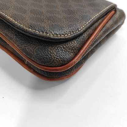 CELINE Black coated canvas Arc de Triomphe handbag腰包/胸包 Golden hardware-(SKU)-942847471