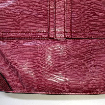 BURBERRY Red Cowhide Embossed Shoulder Bag Tote Silver Hardware-(SKU)-928563763