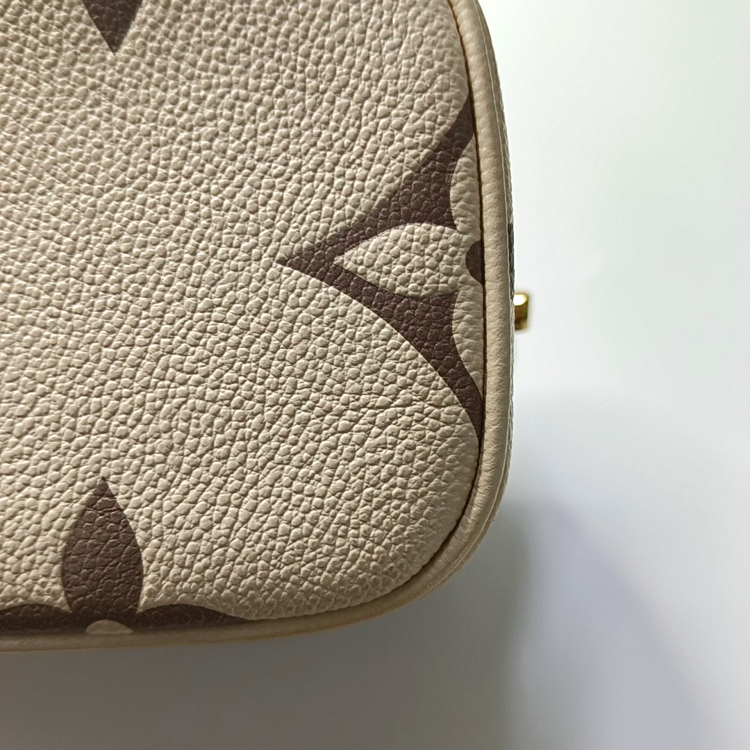 LOUIS VUITTON NICE Small Beige Calfskin Monogram Embossed Shoulder Bag Tote Bag Crossbody Bag Gold Hardware Removable Strap-(SKU)-964789653