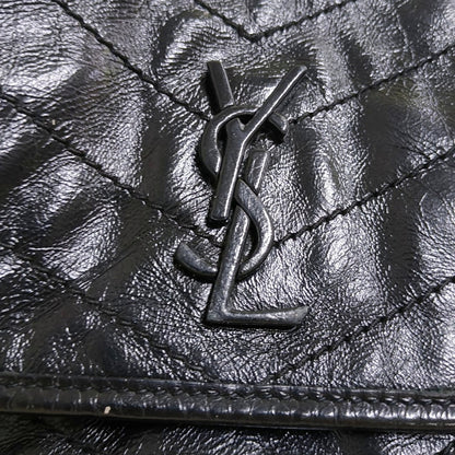 YSL NIKI Small Black Calfskin Quilted V-Shape Crossbody and Single Shoulder Bag with Black Ruthenium Hardware-(SKU)-969924683