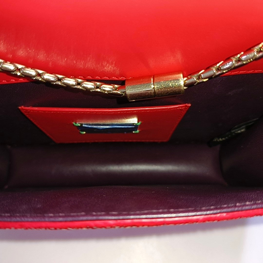 BVLGARI SERPENTI FOREVER Small Red Pearl Fish Skin Snakehead Shoulder Bag Crossbody with Multicolor Hardware-(SKU)-968505989