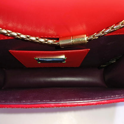 BVLGARI SERPENTI FOREVER Small Red Pearl Fish Skin Snakehead Shoulder Bag Crossbody with Multicolor Hardware-(SKU)-968505989