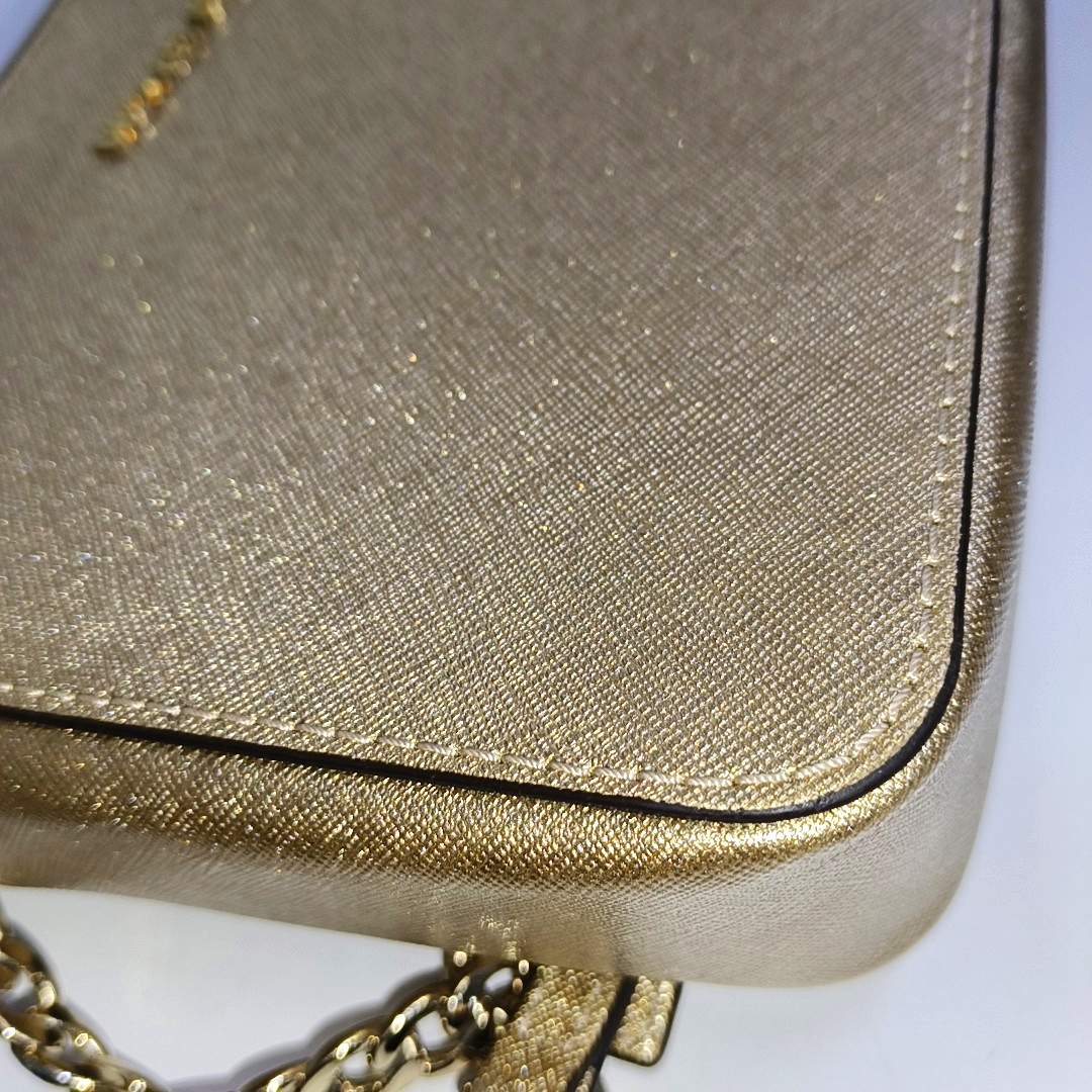 MICHAEL KORS Camera Bag Medium size Champagne Leather Embossed Crossbody Bag Single Shoulder Bag Golden hardware-(SKU)-937395543