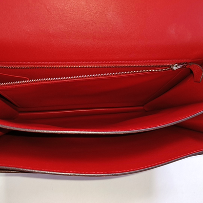 HERMÈS 2002 26 Red Evercolor Calfskin Crossbody Shoulder Bag with Silver Hardware, C-(SKU)-951512594