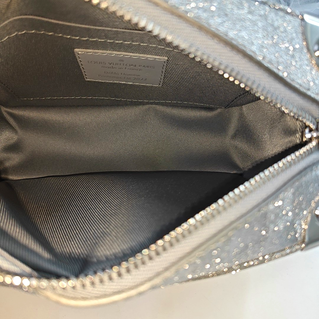 LOUIS VUITTON SOFT TRUNK Mini Silver Coated Canvas Chessboard Shoulder Bag, Handle Bag, Crossbody with Silver Hardware-(SKU)-947830801