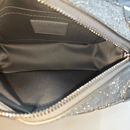 LOUIS VUITTON SOFT TRUNK Mini Silver Coated Canvas Chessboard Shoulder Bag, Handle Bag, Crossbody with Silver Hardware-(SKU)-947830801