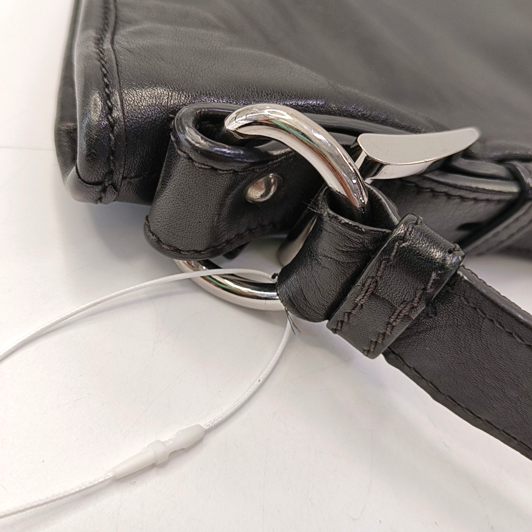 PRADA Black Leather Crossbody Bag Single Shoulder Bag Silver Hardware-(SKU)-959224503