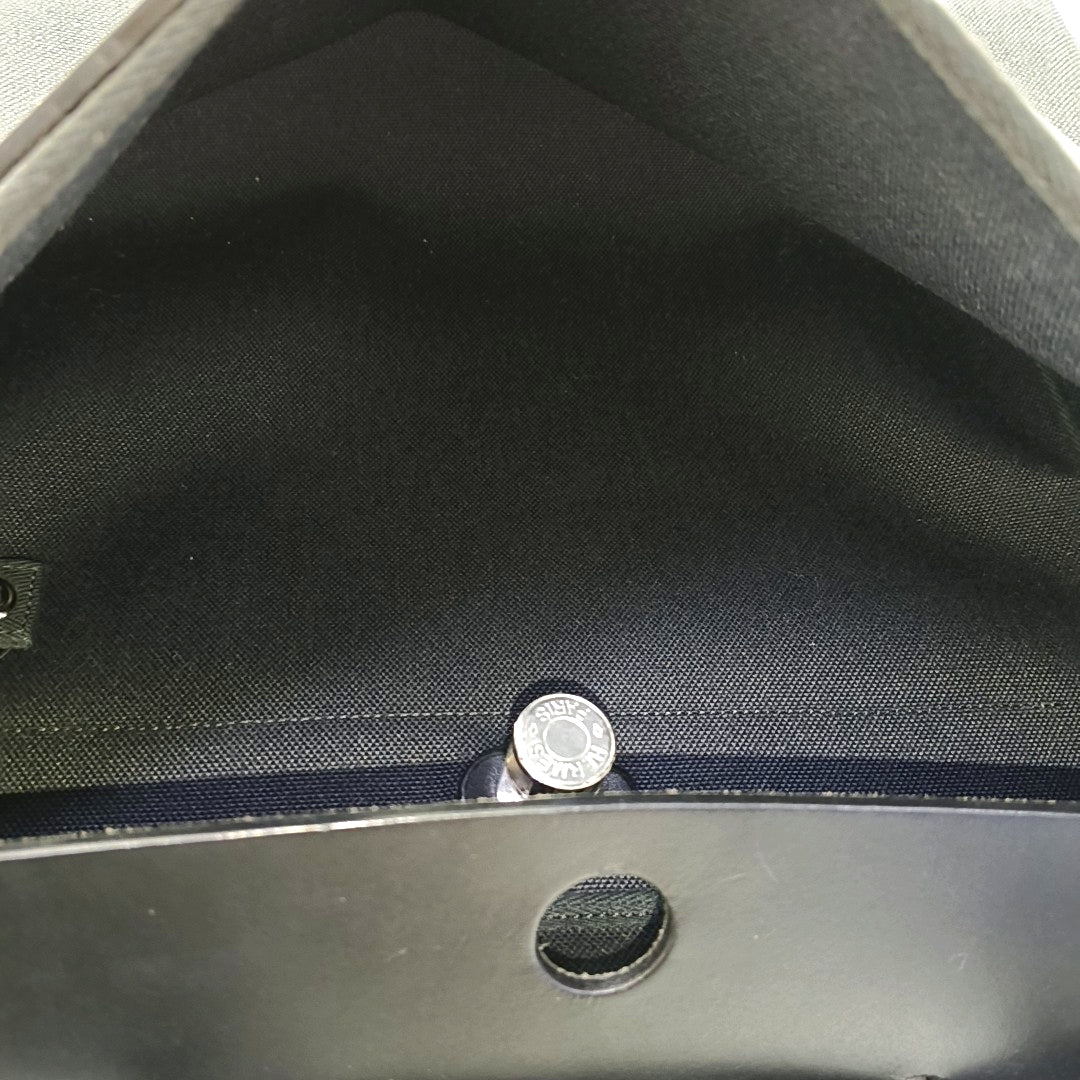 HERMÈS Herbag 35 black canvas shoulder bag silver hardware B detachable shoulder strap-(SKU)-968368535