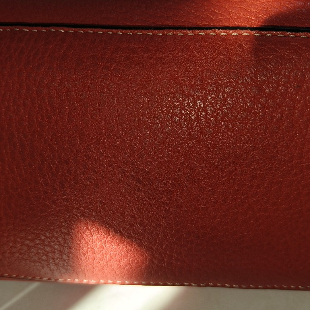 COACH HAMPTON Watermelon Red Calf Leather Fringe Weave Handbag Silver Hardware-(SKU)-928565147