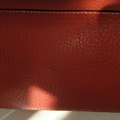 COACH HAMPTON Watermelon Red Calf Leather Fringe Weave Handbag Silver Hardware-(SKU)-928565147