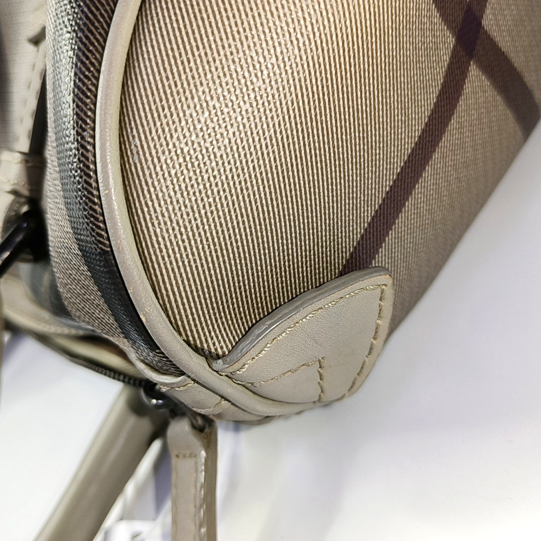 BURBERRY Gray coated canvas handbag, crossbody bag Silver Hardware-(SKU)-945698087
