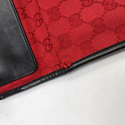 GUCCI Red Canvas Monogrammed Jacquard Shoulder Bag Silver Hardware-(SKU)-948846460