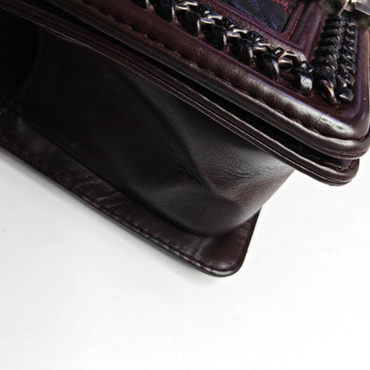 CHANEL BOY CHANEL Small Burgundy Calfskin Quilted Shoulder Bag Tote Crossbody Bag with Detachable Strap Rhodium Hardware 21 Compartments-(SKU)-965756203