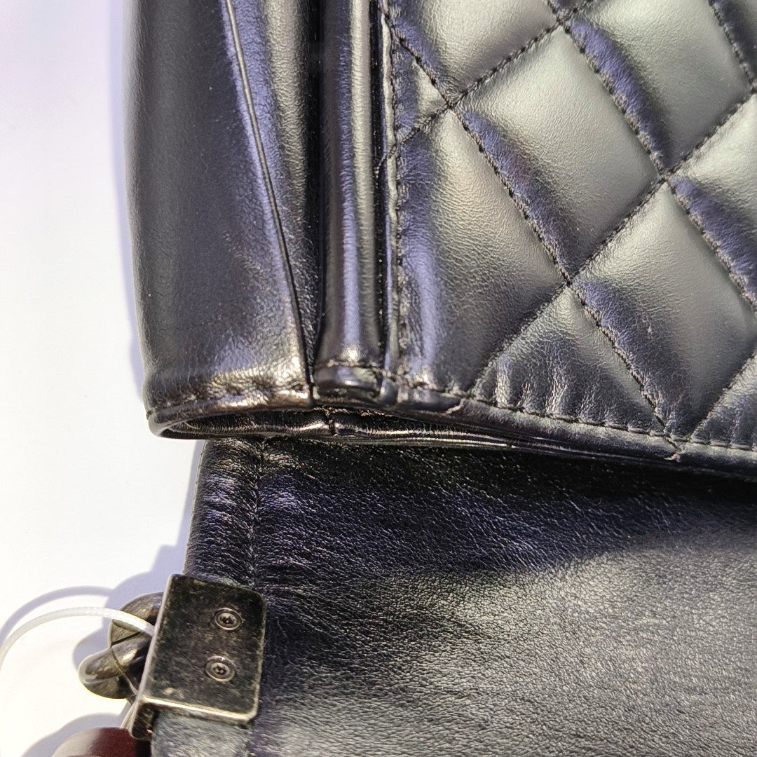 CHANEL PRESTIGE Black Calfskin Quilted Shoulder Bag with Palladium Hardware, 21 Clasp-(SKU)-966292993