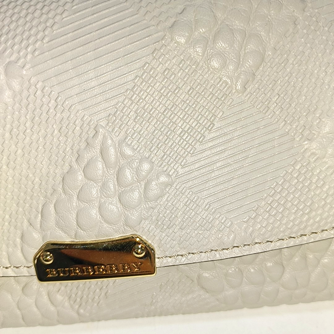 BURBERRY Langley Gray Cowhide Embossed Wallet Golden hardware-(SKU)-14390190