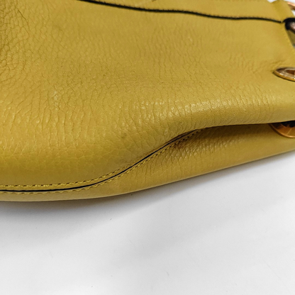 CELINE Yellow Cowhide Single Shoulder Bag Crossbody Bag Golden hardware-(SKU)-946897098