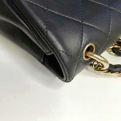 CHANEL CHAIN INFINITY TOP HANDLE Small Black Lambskin Quilted Chain Strap Shoulder Bag Crossbody Bag Golden Hardware 30cm-(SKU)-961018238