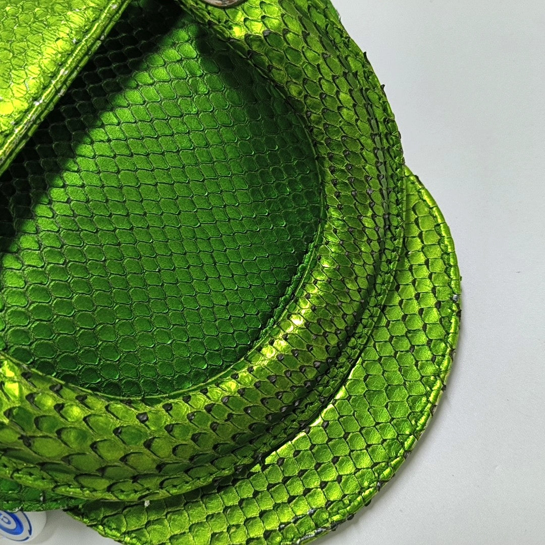 DIOR Lady Dior Mini Green Snake Skin Matelassé Shoulder Bag Handbag Crossbody Bag Silver Hardware Removable Strap-(SKU)-965435914