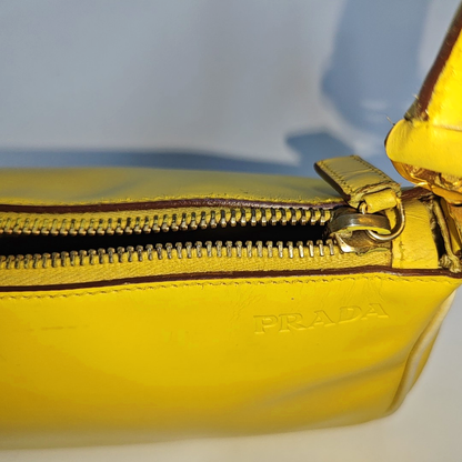 PRADA Tote bag Yellow Leather Shoulder Bag Tote Golden hardware-(SKU)-934886659