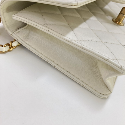 CHANEL CLASSIC VERTICAL PEARL White Lamb Leather Quilted Crossbody Bag Single Shoulder Bag Detachable Strap-(SKU)-960511595