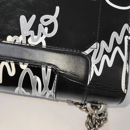 PINKO Mini Love Black Leather Stud Printed Crossbody Single Shoulder Bag Silver Hardware-(SKU)-936420003