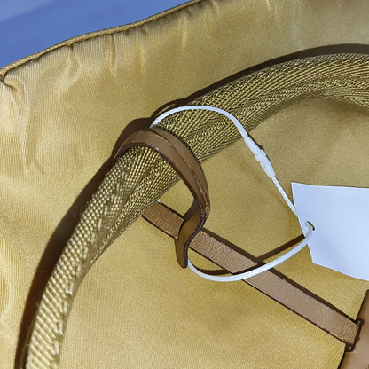 PRADA Tote bag Khaki Leather Logo Handbag Golden hardware-(SKU)-937766784