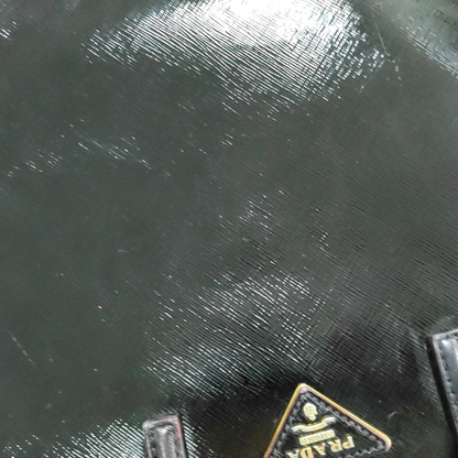 PRADA Slim Convertible Vernice Black Leather Logo Cross Grain Handbag Single Shoulder Bag Golden hardware-(SKU)-958471694