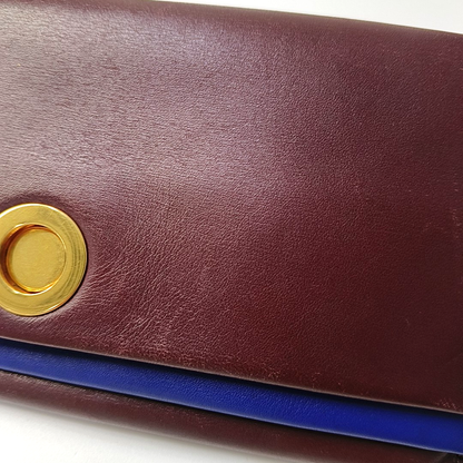 CELINE Burgundy Calfskin Leather Wallet Golden hardware-(SKU)-959515979