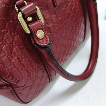 GUCCI Ligne Shima Red Calfskin Monogram Embossed Handbag Single Shoulder Bag Crossbody Bag Golden Silver Hardware-(SKU)-949440048