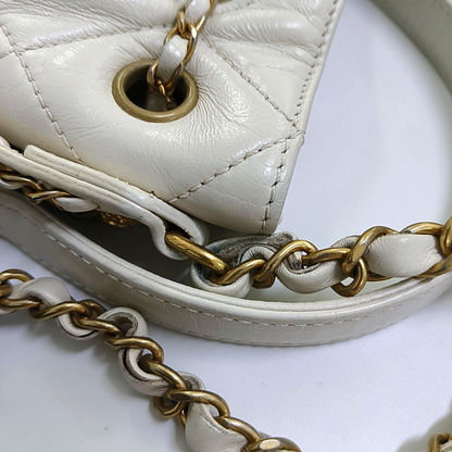 CHANEL DRAWSTRING Large White Lamb Leather Quilted Shoulder Bag with Removable Strap-(SKU)-963594078