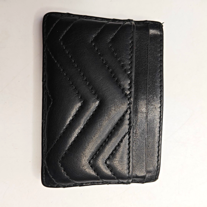 GUCCI GG Marmont Black leather quilted wave-pattern card holder Golden hardware-(SKU)-942018070