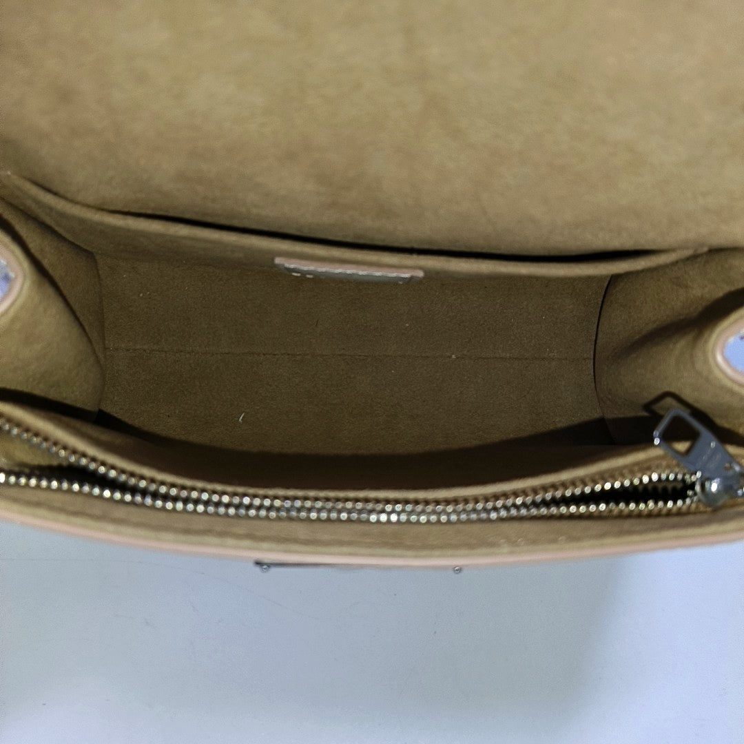 LOUIS VUITTON CLUNY Mini Beige EPI Leather Crinkle Cluny Crossbody Bag Handbag Shoulder Bag Silver Hardware Removable Strap Full Accessories-(SKU)-965650652