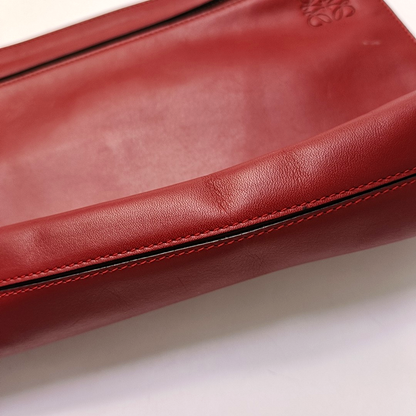 LOEWE T Pouch  Red Cowhide Handbag Silver Hardware-(SKU)-950589661