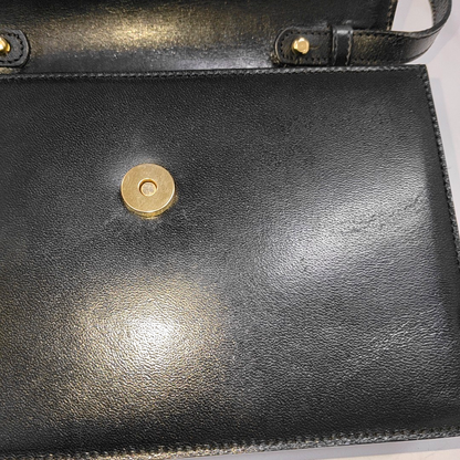 BALLY Black Leather Crossbody Bag Single Shoulder Bag Golden hardware Removable shoulder strap-(SKU)-939584253