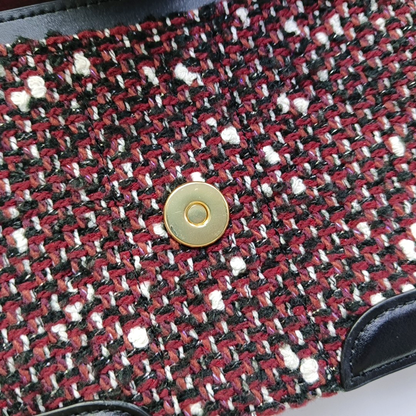 COACH Medium size Burgundy Fabric Chariot Weave Dionysus Bag Single Shoulder Bag, Handbag, Crossbody Bag Golden hardware shoulder straps-(SKU)-944118801