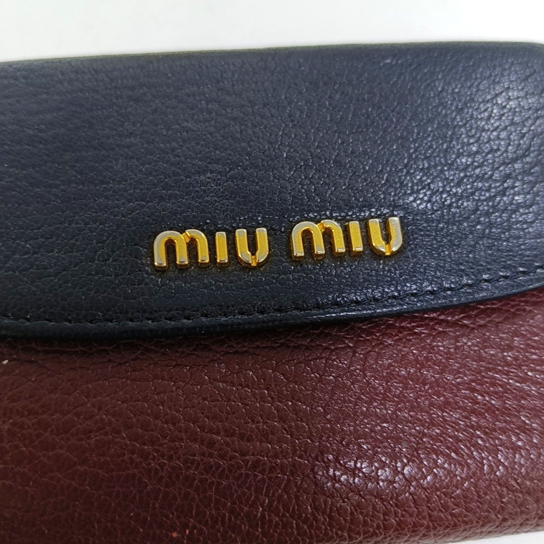 Miu Miu Miu Délice Burgundy Calfskin Leather Wallet Golden hardware-(SKU)-960123346