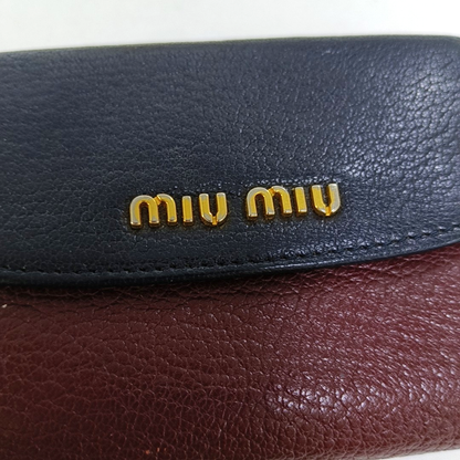 Miu Miu Miu Délice Burgundy Calfskin Leather Wallet Golden hardware-(SKU)-960123346