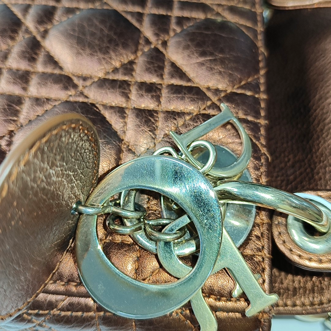 DIOR Lady Dior Mini Brick Red Calfskin Quilted Grained Three Compartment Shoulder Bag Crossbody Bag Tote Bag Gold Hardware Removable Strap-(SKU)-959613888