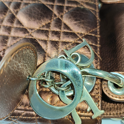 DIOR Lady Dior Mini Brick Red Calfskin Quilted Grained Three Compartment Shoulder Bag Crossbody Bag Tote Bag Gold Hardware Removable Strap-(SKU)-959613888