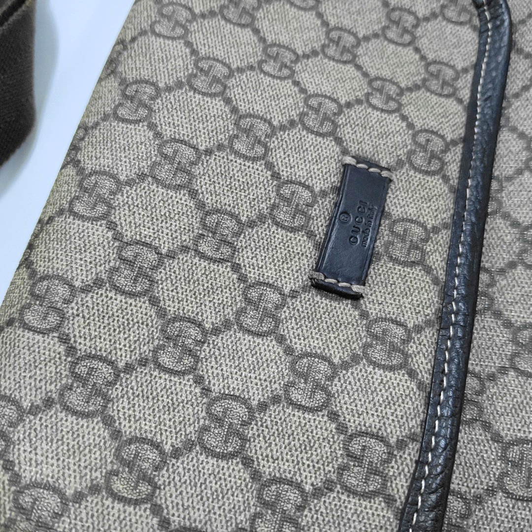 GUCCI Khaki Coated Canvas Old Flower Single Shoulder Bag Crossbody Bag Golden hardware-(SKU)-953765486