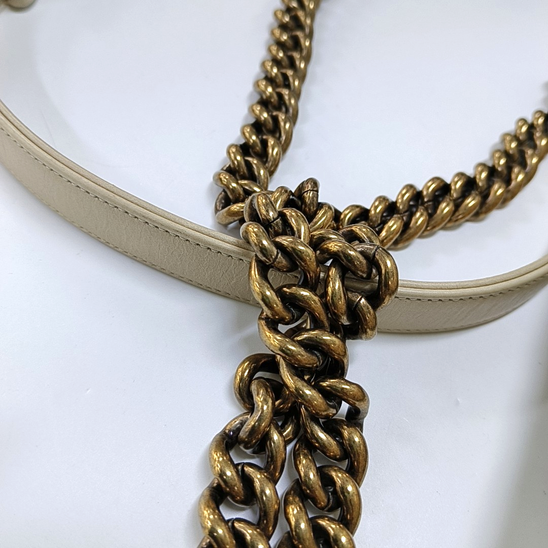 CHANEL BOY CHANEL Medium Beige Calfskin Quilted Shoulder Bag Crossbody Bag with Detachable Strap Gold Hardware-(SKU)-956099870