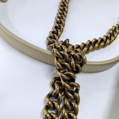 CHANEL BOY CHANEL Medium Beige Calfskin Quilted Shoulder Bag Crossbody Bag with Detachable Strap Gold Hardware-(SKU)-956099870