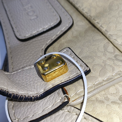 LOEWE Beige Canvas Single Shoulder Bag Handbag Golden hardware-(SKU)-14006993