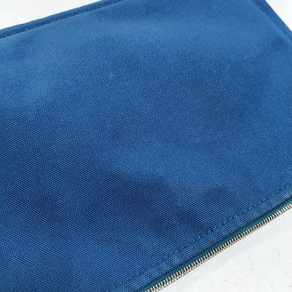 HERMÈS Medium size Deep Blue Canvas Studs Handbag Silver Hardware-(SKU)-949456295