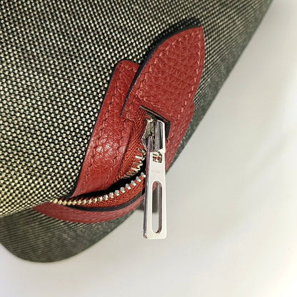 HERMÈS Victoria 42 Graphite Gray Canvas Handbag Silver Hardware T-(SKU)-969027331