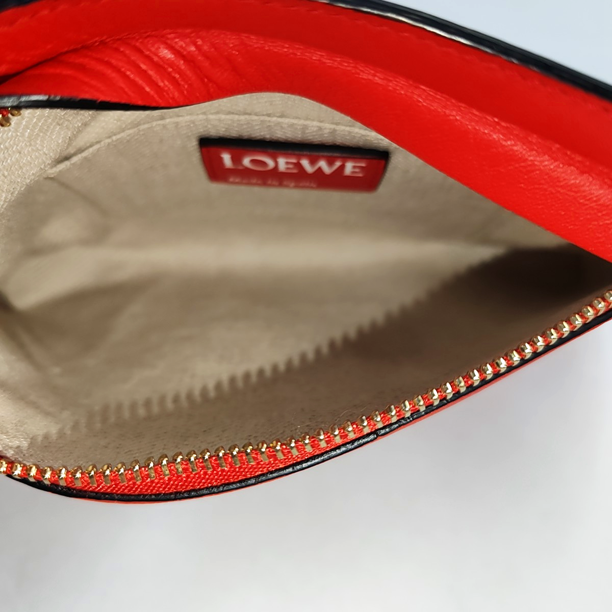 LOEWE T Pouch  Red Leather Clutch Golden hardware-(SKU)-948509220