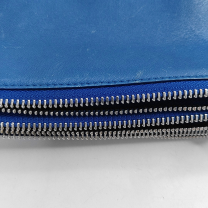 CELINE TRIO Small size Blue Lamb Leather Single Shoulder Bag Crossbody Bag Silver Hardware-(SKU)-956504189