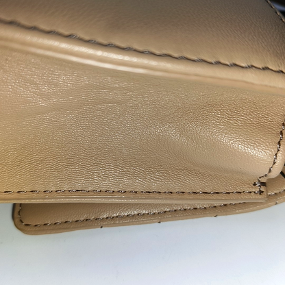 EMPORIO ARMANI Khaki Leather Quilted Shoulder Bag Golden hardware Removable shoulder strap-(SKU)-934447940