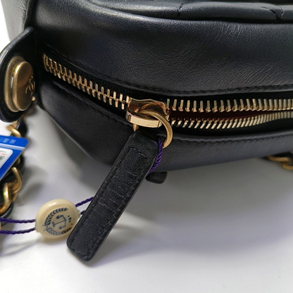 CHANEL LOGO ENCHAINED FLAP Black Leather Quilted Shoulder Bag Tote Bag Crossbody Golden Hardware 29cm Complete Accessories-(SKU)-947761460