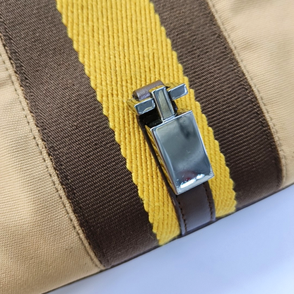 GUCCI Bardot Brown Canvas Handbag Silver Hardware-(SKU)-956549892